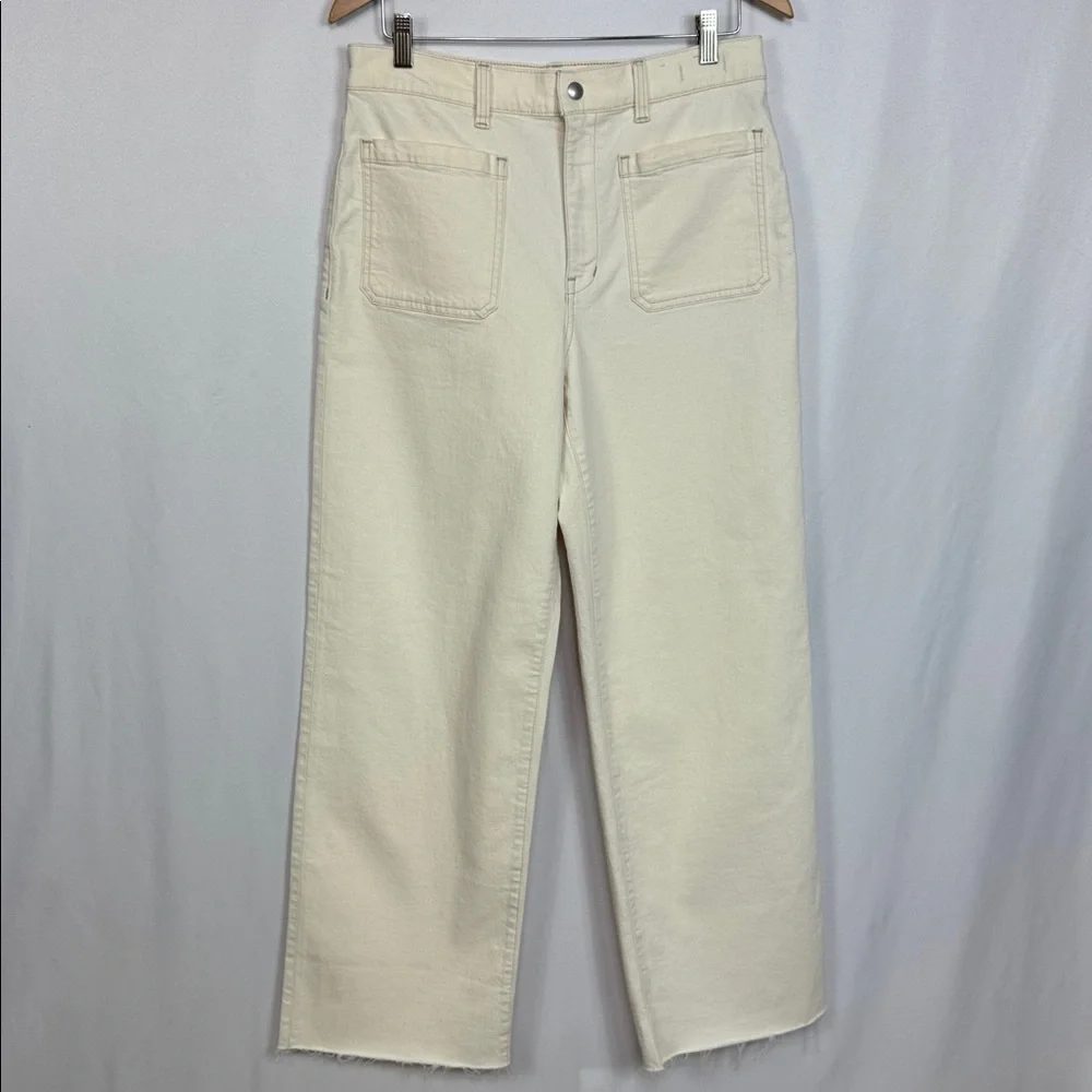 Madewell Emmett Wide Leg Full Length Jeans‎ Patch Pockets Beige Size 30 NWOT